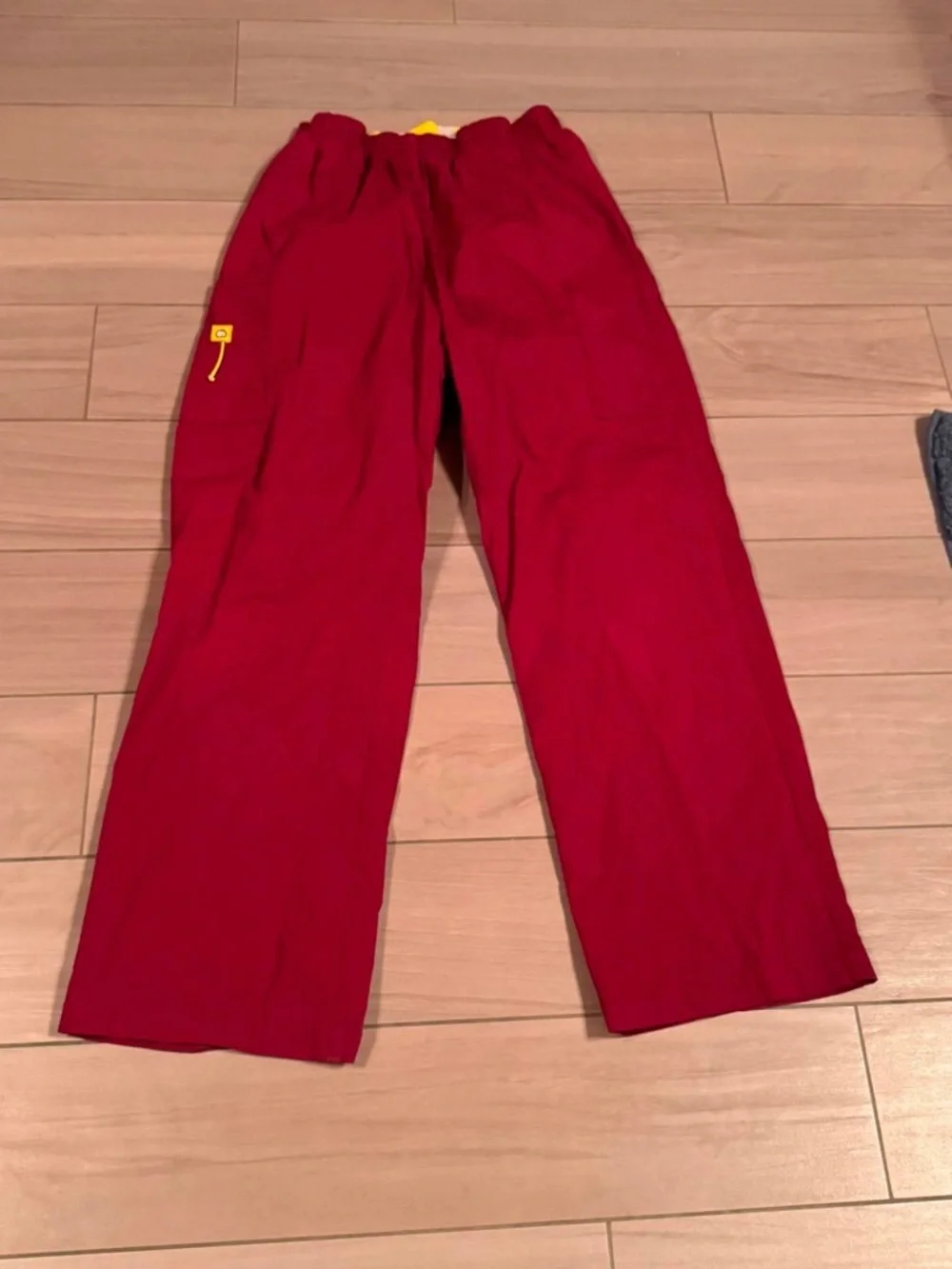 Scrub pants Red Casual Drawstring Pants with Yellow Accent MEDIUM